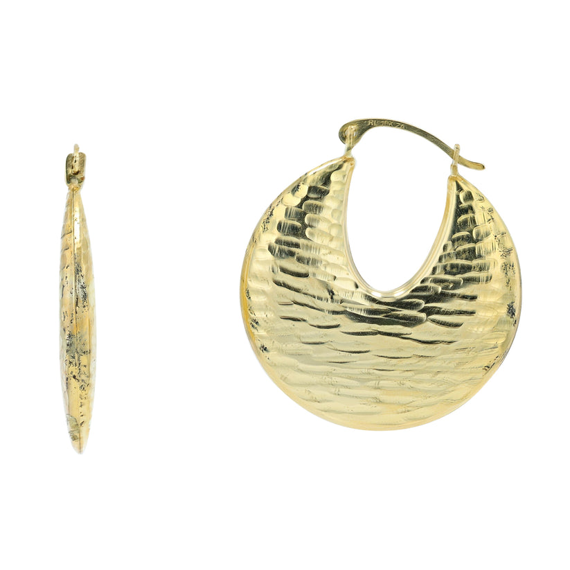 Textured 10 Karat Yellow Gold Earrings
