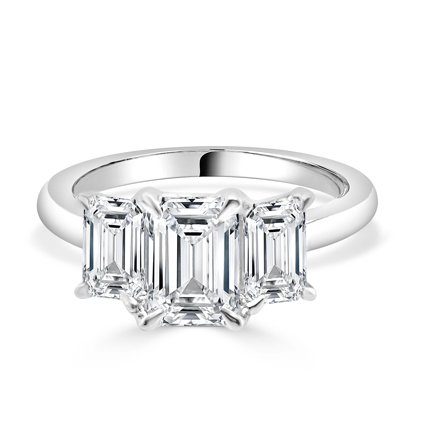 Sure! How about this product title: 14 Karat White Gold Lab Diamond Emerald Shape Engagement Ring - 1.52 Carats