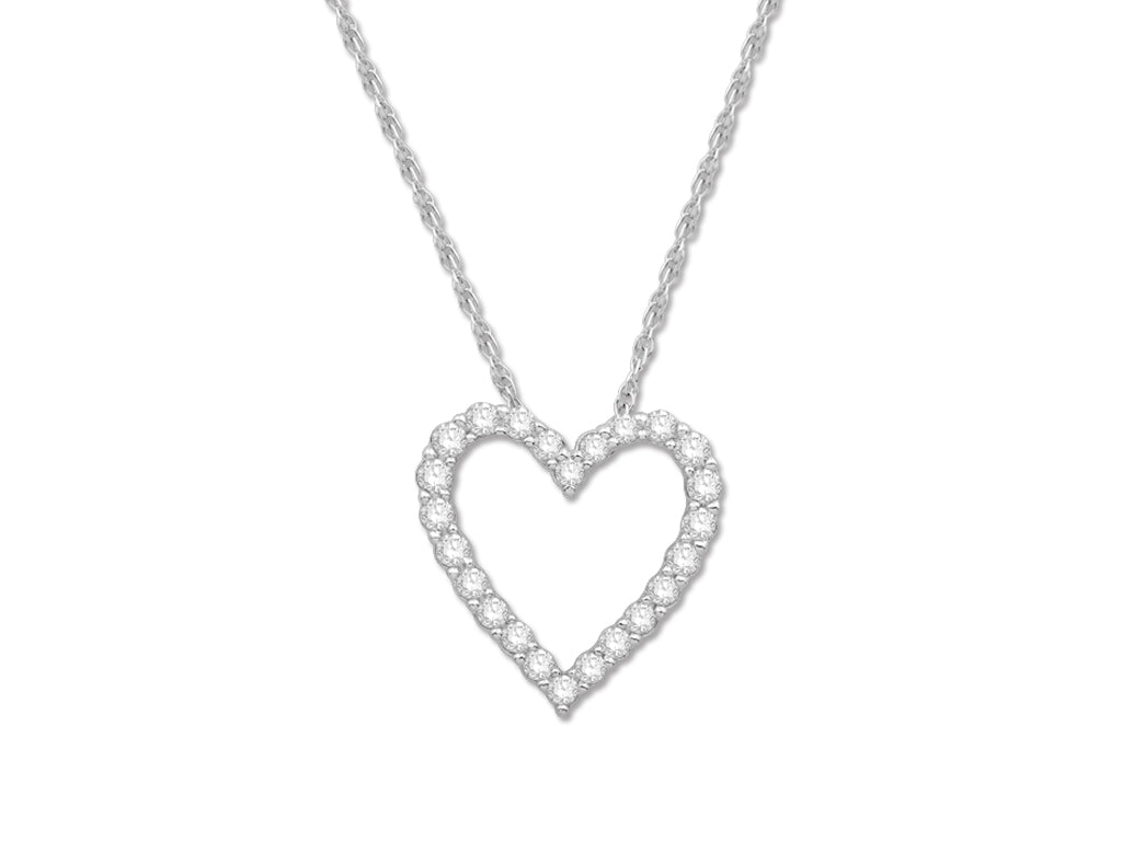 Sweet Love Diamond Necklace in 10 Karat White Gold with 0.50 Carat Natural Diamond