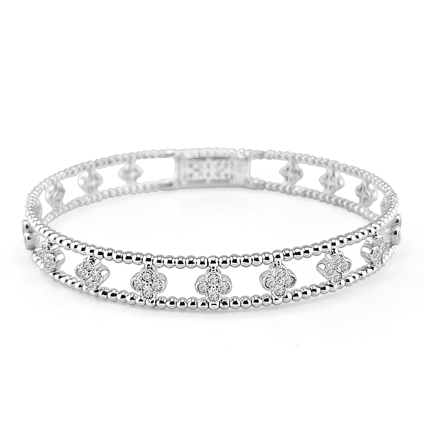 14 Karat Two-Tone Bangle with 0.78 Carat Natural Diamond