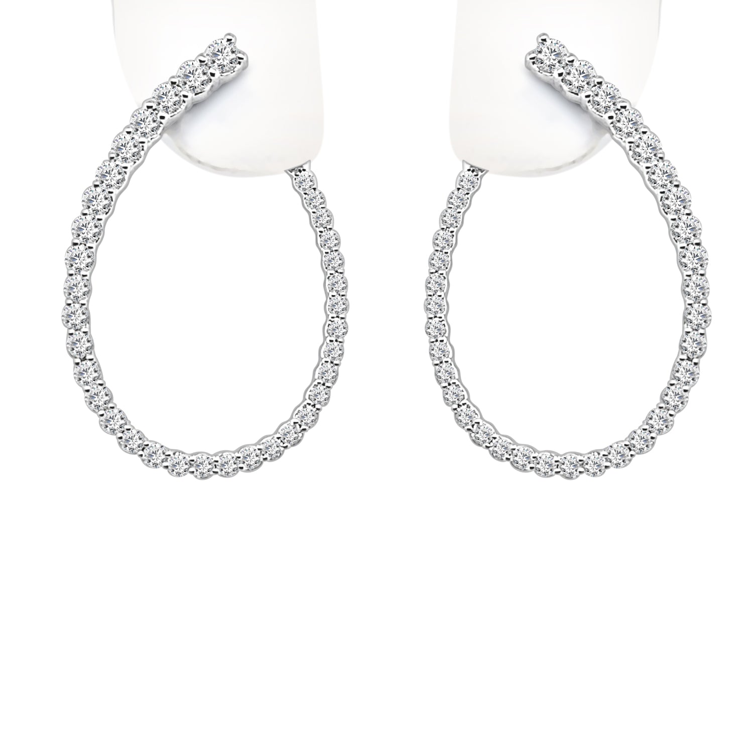 14 Karat White Gold Natural Diamond Earrings - 1.00 Carat