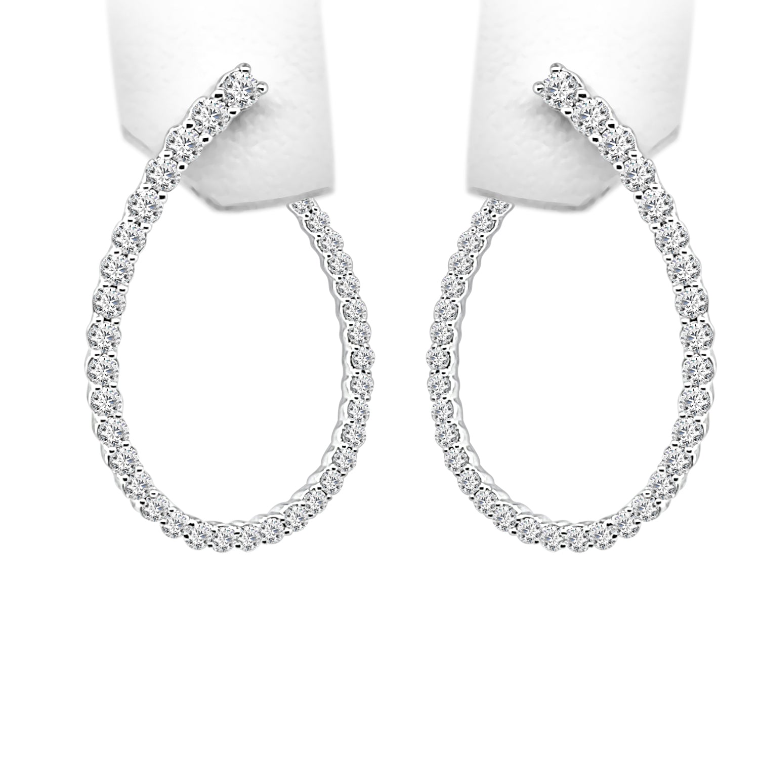 14 Karat White Gold Natural Diamond Earrings - 1.00 Carat