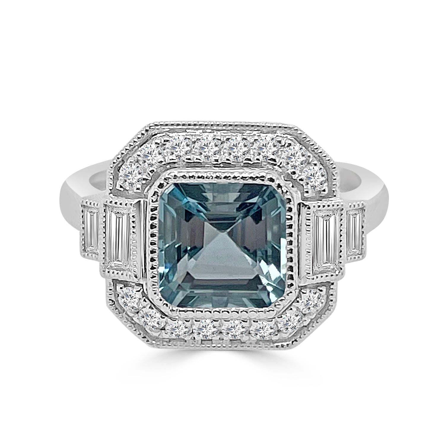 Vintage 18 Karat White Gold Aquamarine Ring - 2.27 Carats