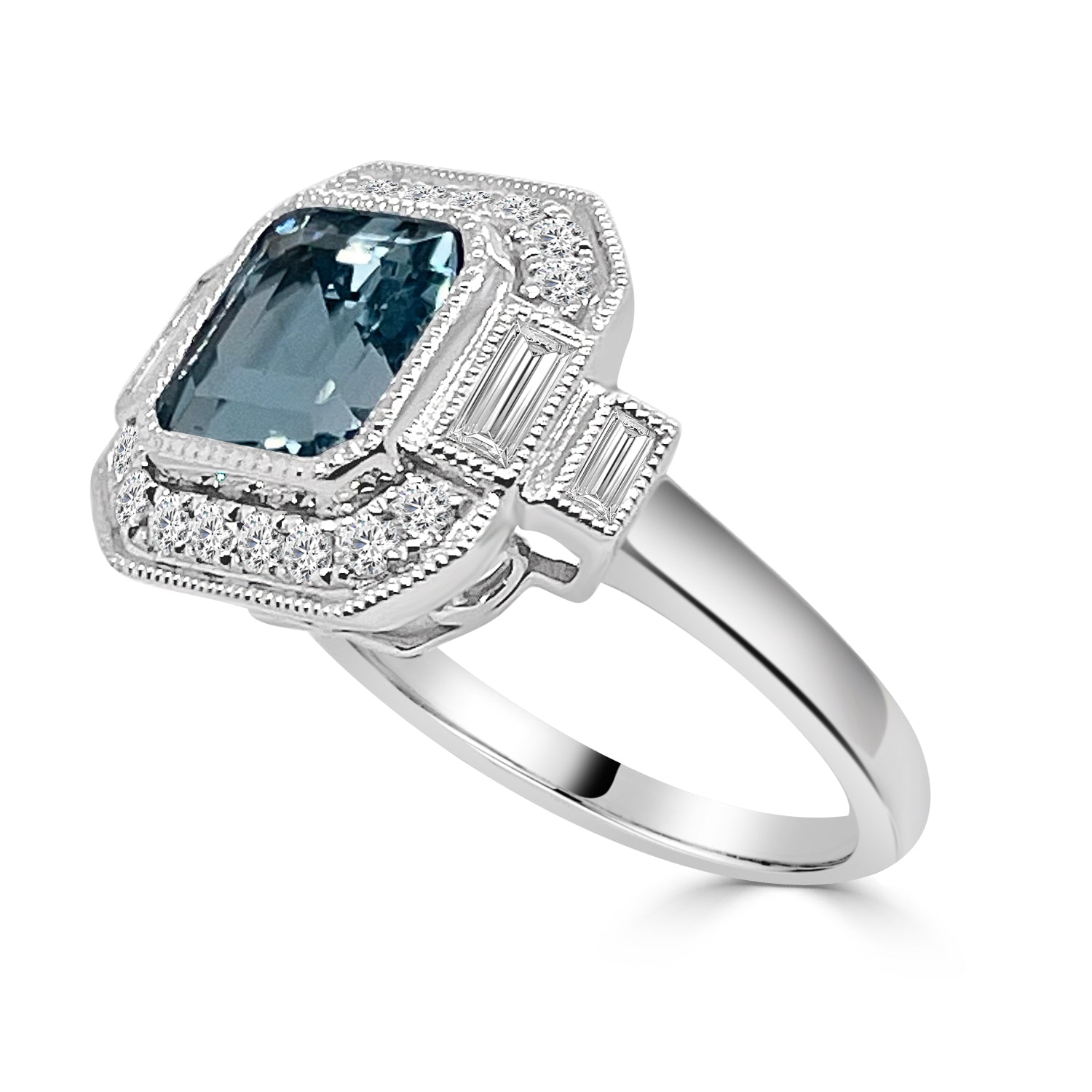 Vintage 18 Karat White Gold Aquamarine Ring - 2.27 Carats