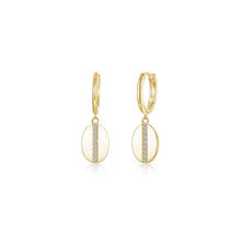 Gold Plated Sterling Silver Cowrie Shell Dangle Earrings with Lassaire Accents (0.16 carats)