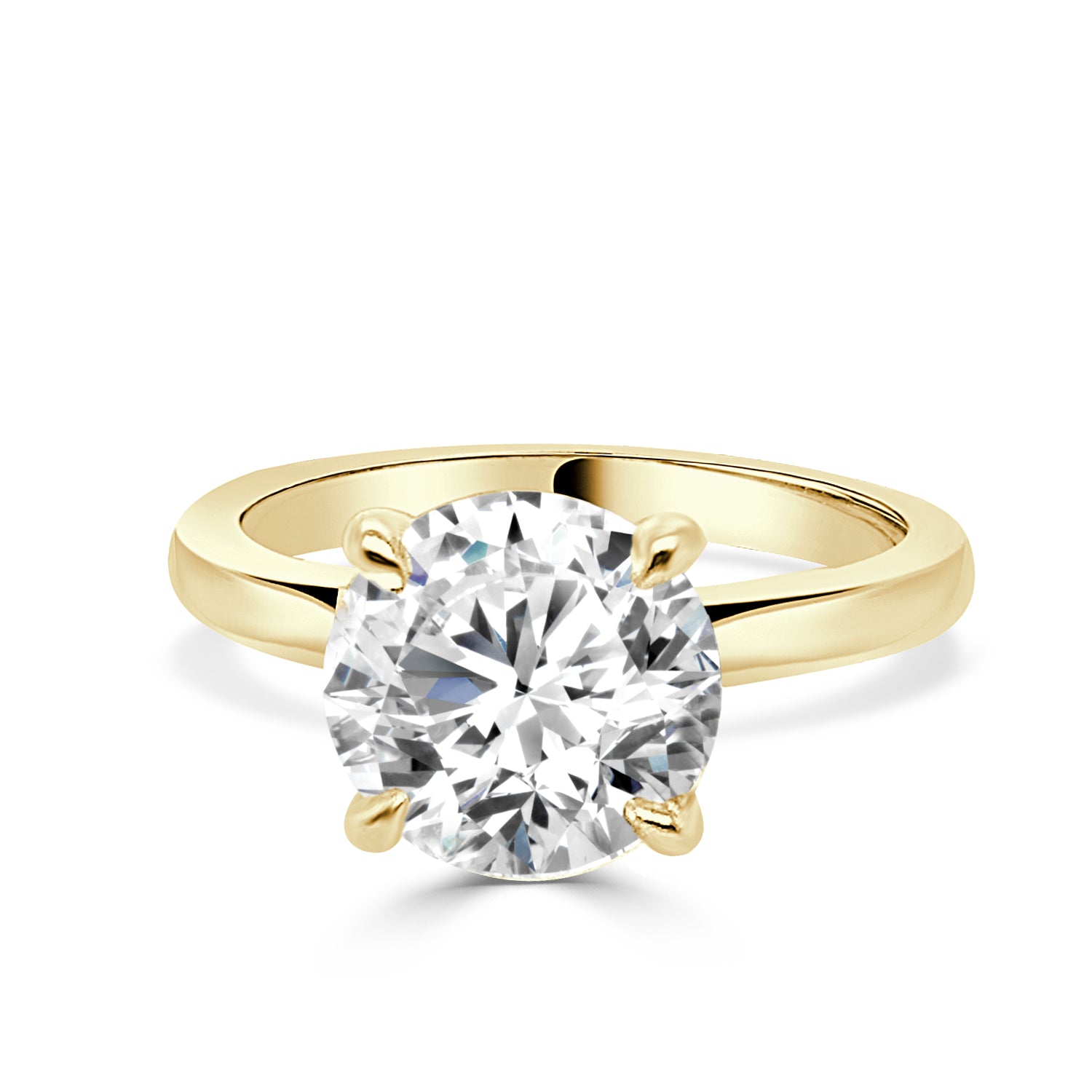 14K Yellow Gold Lab Diamond Round Cut Engagement Ring - 3.04 Carat