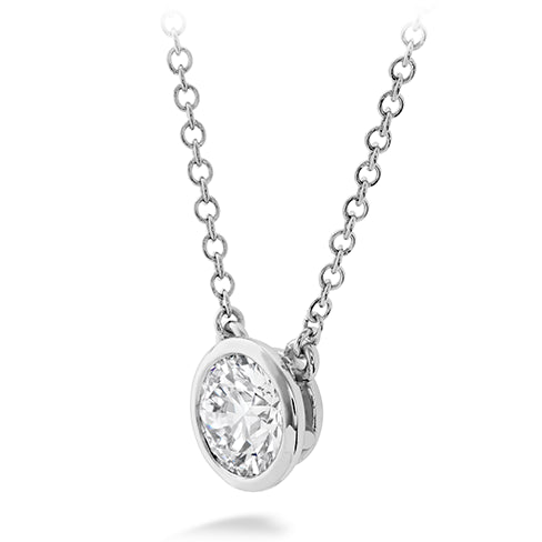 18 Karat White Gold Classic Bezel Solitaire Necklace with Natural 0.33 Carat Diamond