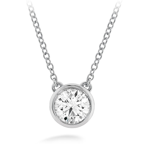 18 Karat White Gold Classic Bezel Solitaire Necklace with Natural 0.33 Carat Diamond