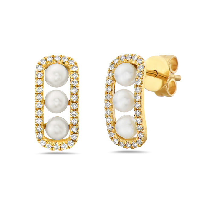 14 Karat Yellow Gold Pearl Drop Earrings