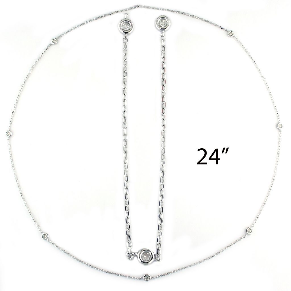 Timeless Elegance: Sterling Silver Diamond By The Yard Necklace with 0.31 Natural Diamond