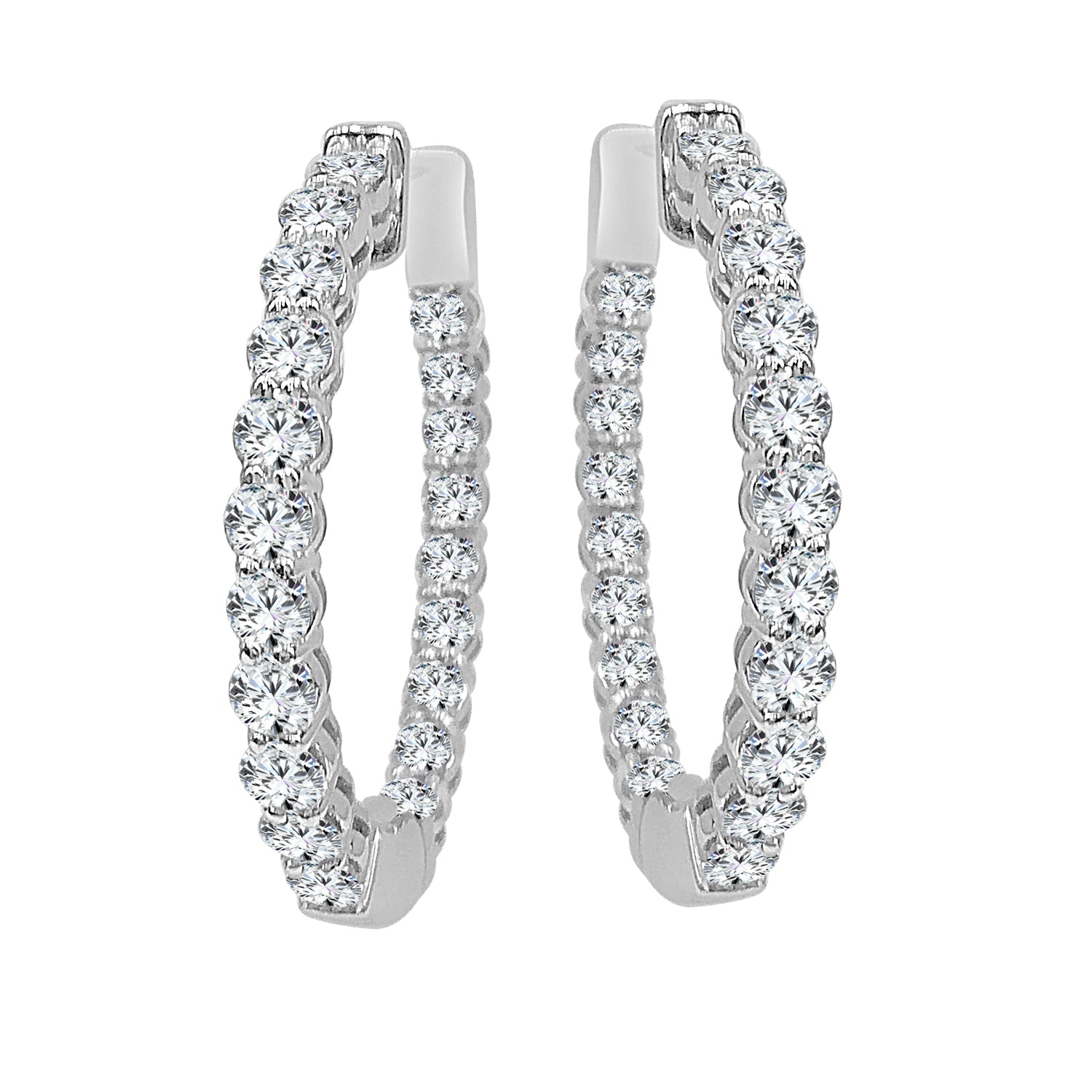 14 Karat White Gold Inside Out Hoop Earrings with Lab Diamonds (1.00 CTW)