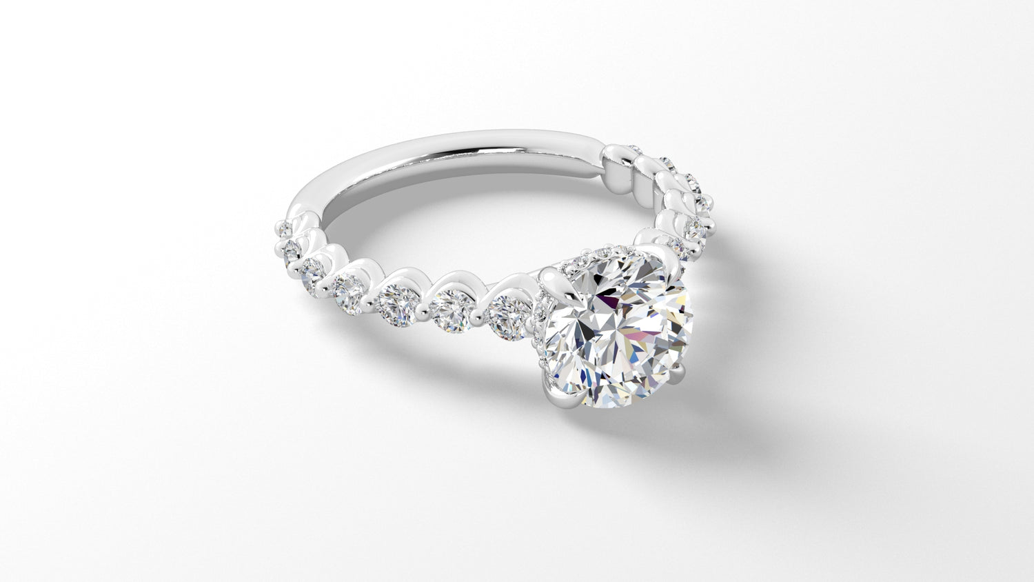 Platinum Hidden Halo Engagement Mounting with RBC Reverse Tapered Band