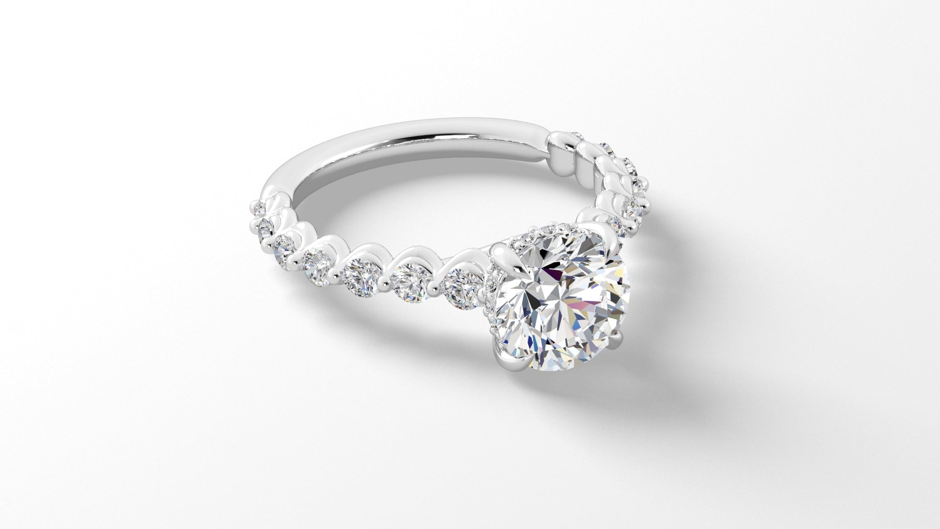 Platinum Hidden Halo Engagement Mounting with RBC Reverse Tapered Band