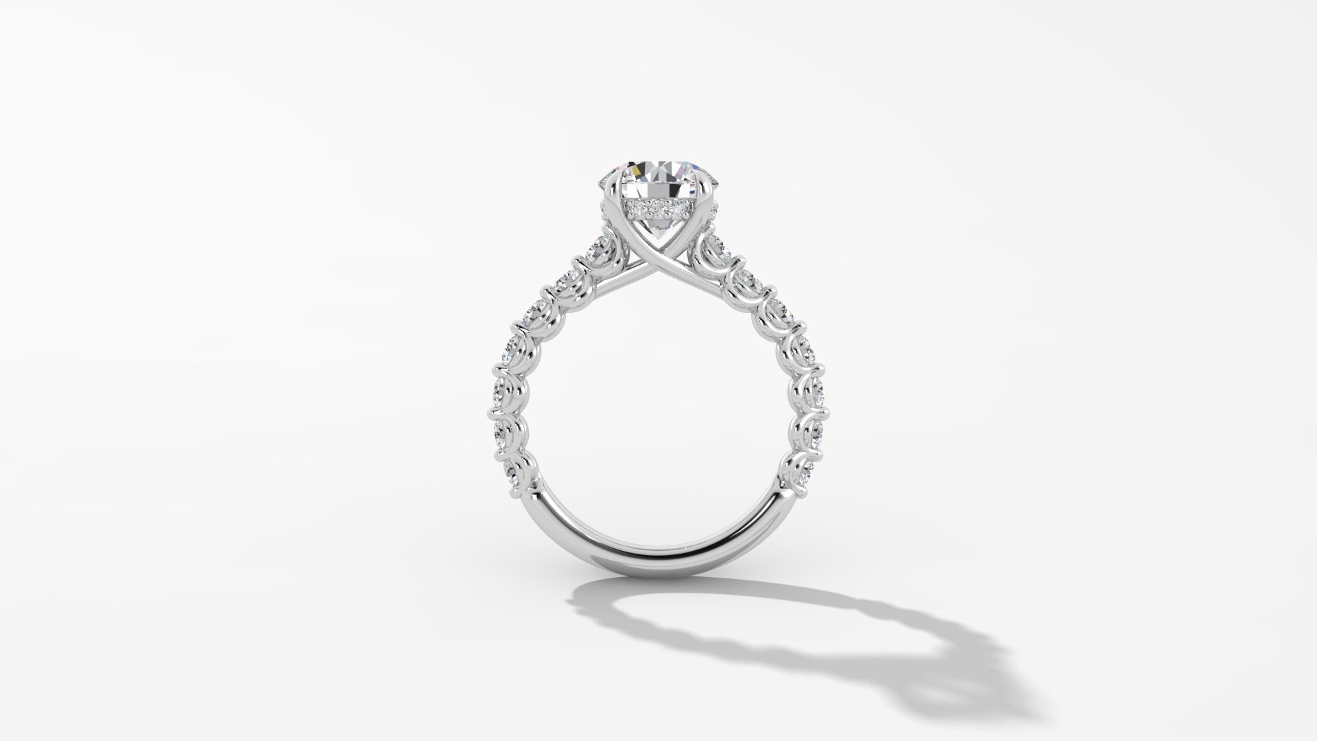 Platinum Hidden Halo Engagement Mounting with RBC Reverse Tapered Band