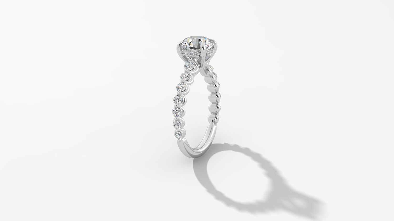 Platinum Hidden Halo Engagement Mounting with RBC Reverse Tapered Band