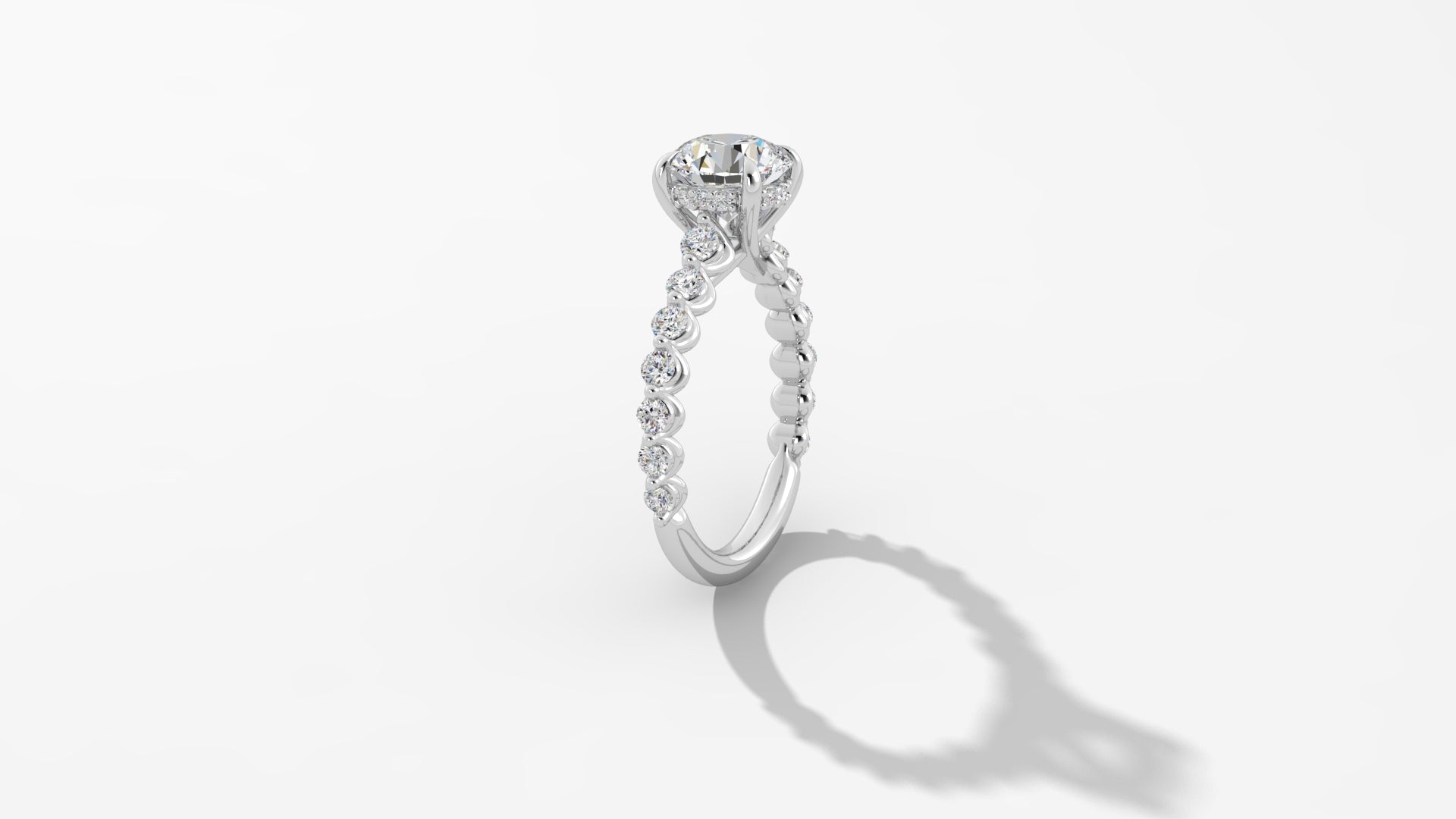 Platinum Hidden Halo Engagement Mounting with RBC Reverse Tapered Band