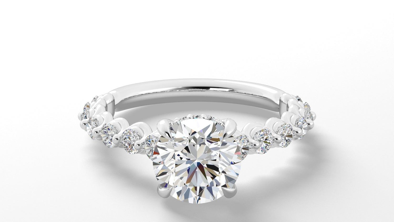 Platinum Hidden Halo Engagement Mounting with RBC Reverse Tapered Band