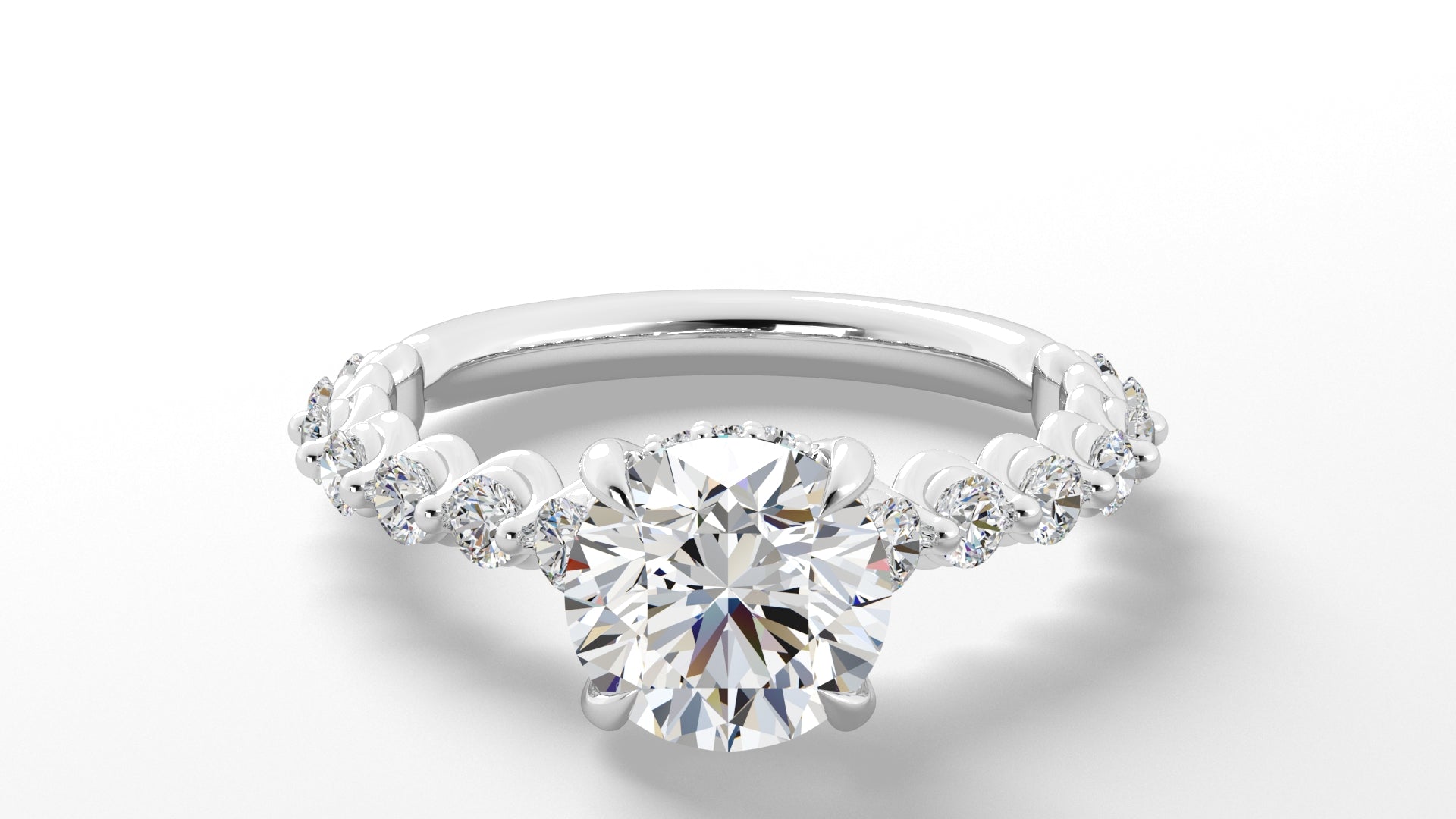 Platinum Hidden Halo Engagement Mounting with RBC Reverse Tapered Band