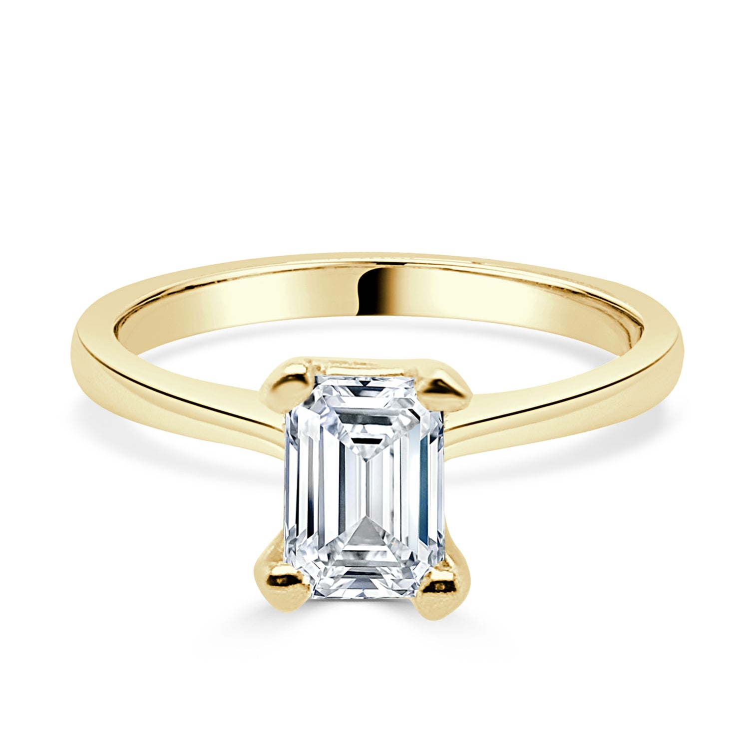14K Yellow Gold Lab Diamond Emerald Shape 1.00 Carat Engagement Ring