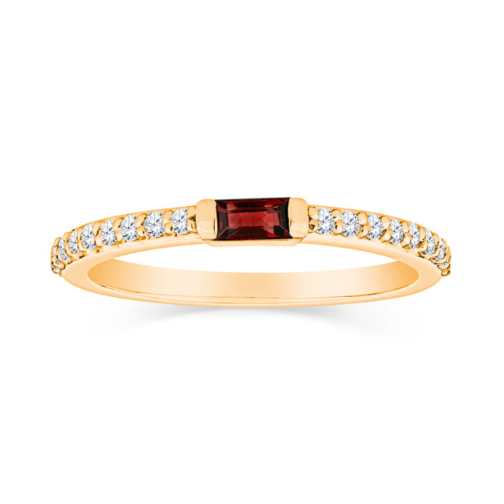 10K Yellow Gold Baguette Ruby Ring - 0.16 ct