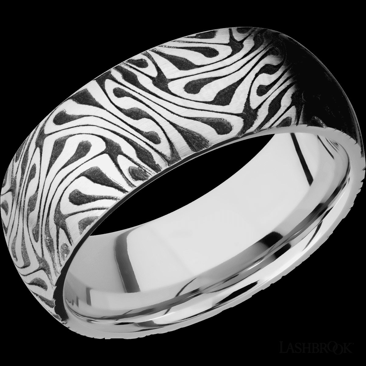 Satin Escher Pattern Cobalt Chrome Wedding Band in Size 10