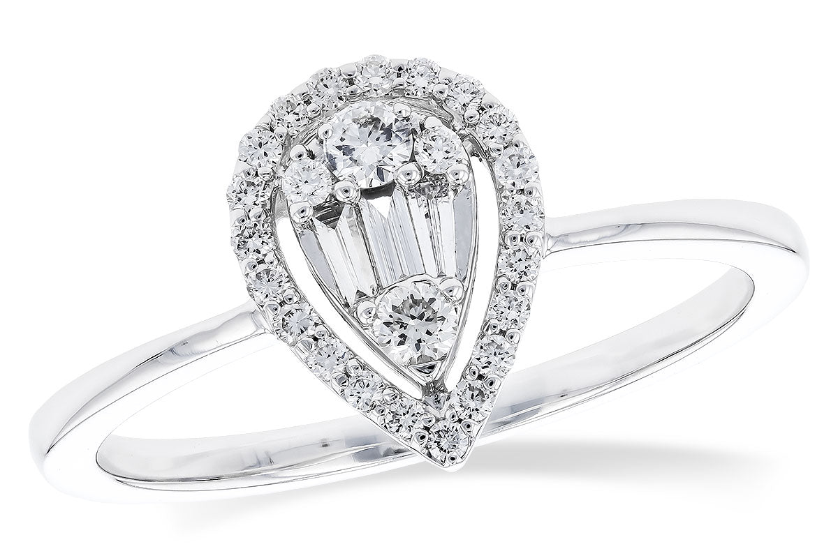 0.25 Carat Natural Diamond Pear Mosaic Engagement Ring in 14 Karat White Gold