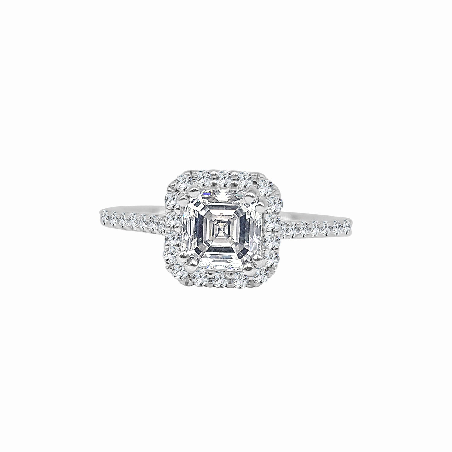 14K White Gold Asscher-Cut Natural Diamond Engagement Ring (1.01 ct)