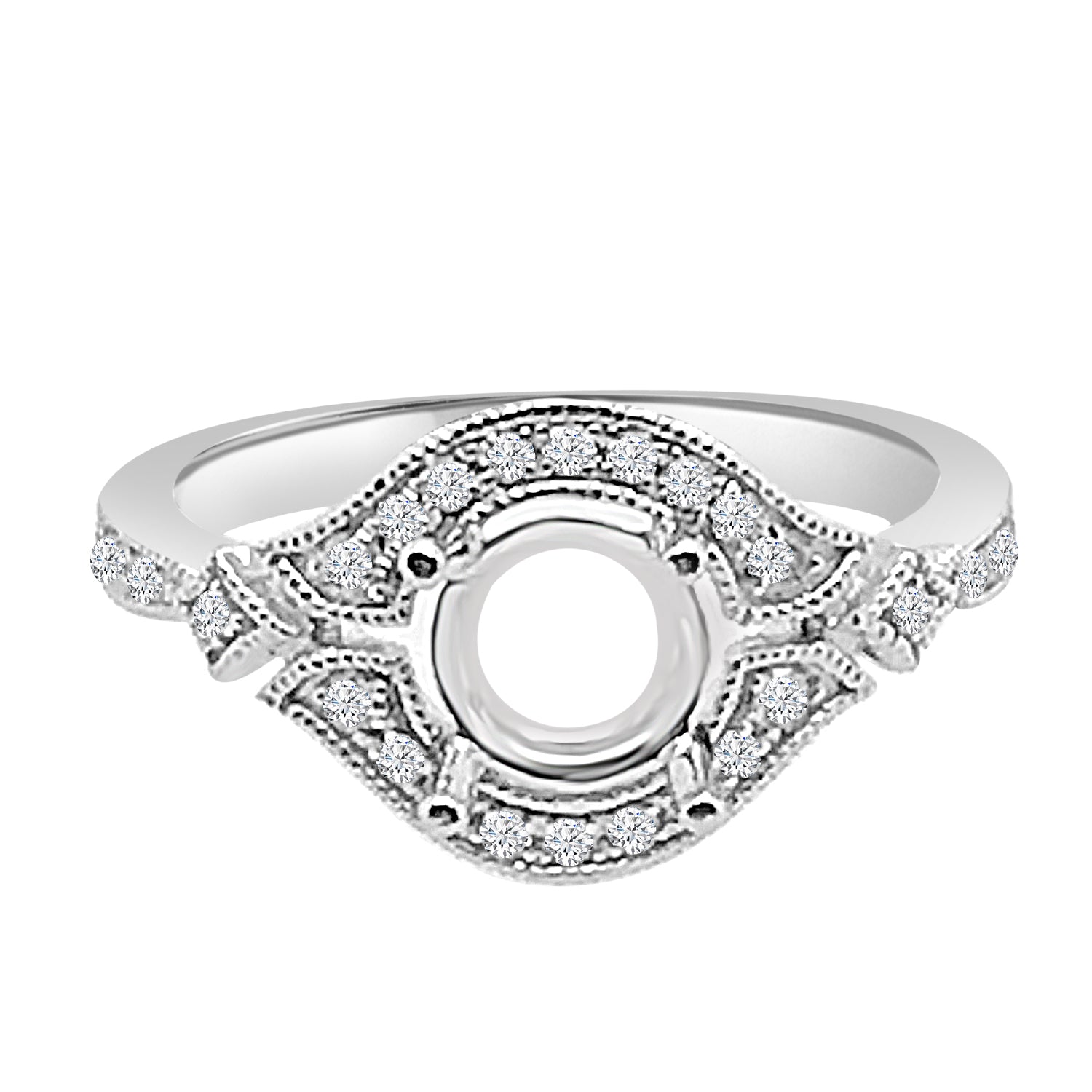 Milgrain Platinum Engagement Mounting with Natural Diamond 0.24 ct