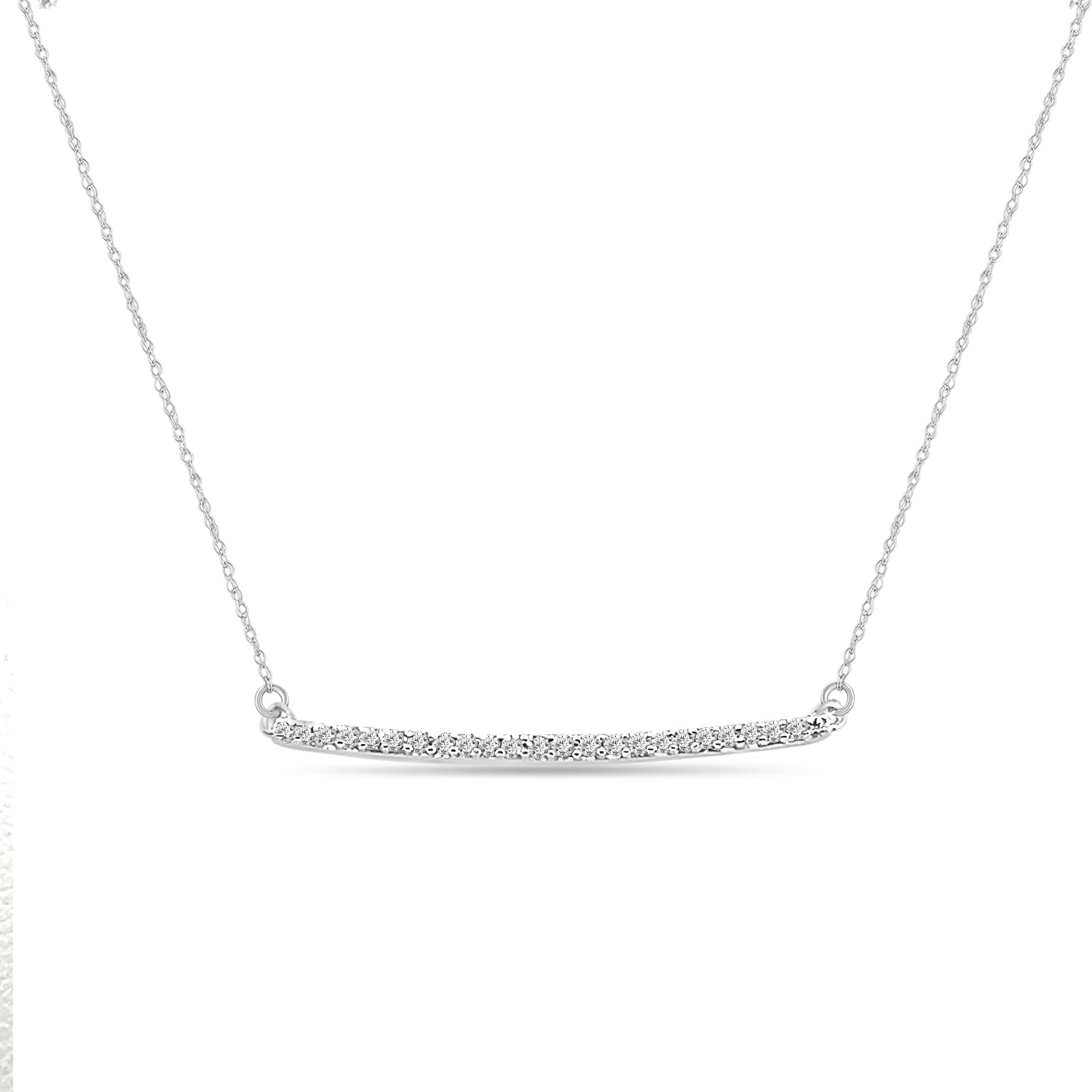 10 Karat White Gold Natural Diamond Necklace - 0.100 Carat