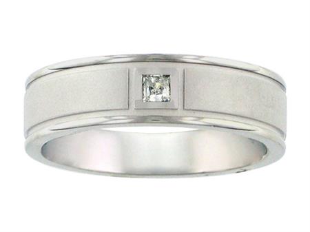 14K White Gold Wedding Band with 0.11 Carat Natural Diamond