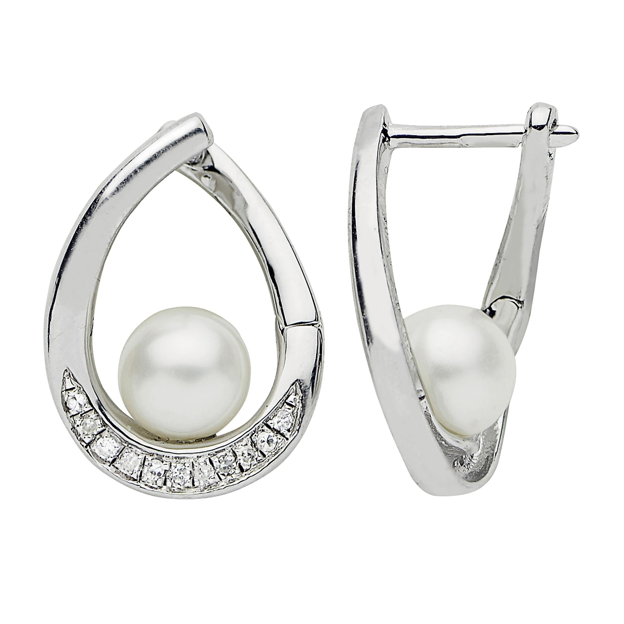 Sterling Silver Teardrop Pearl Earrings