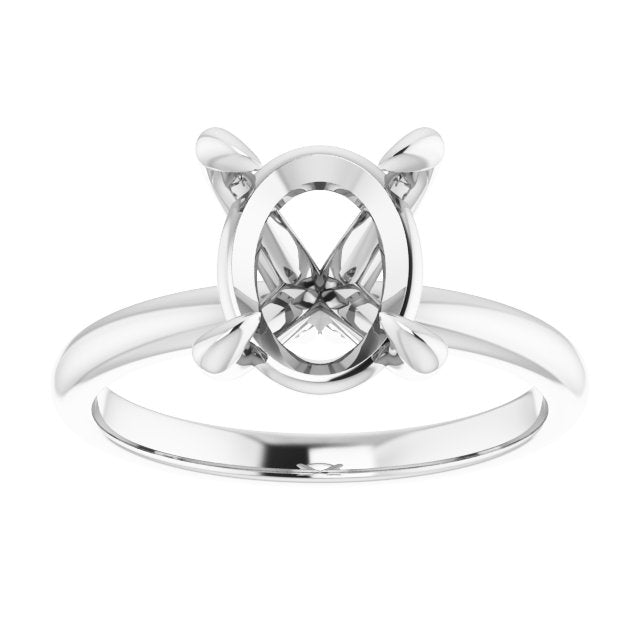Oval 14K White Gold Engagement Mounting