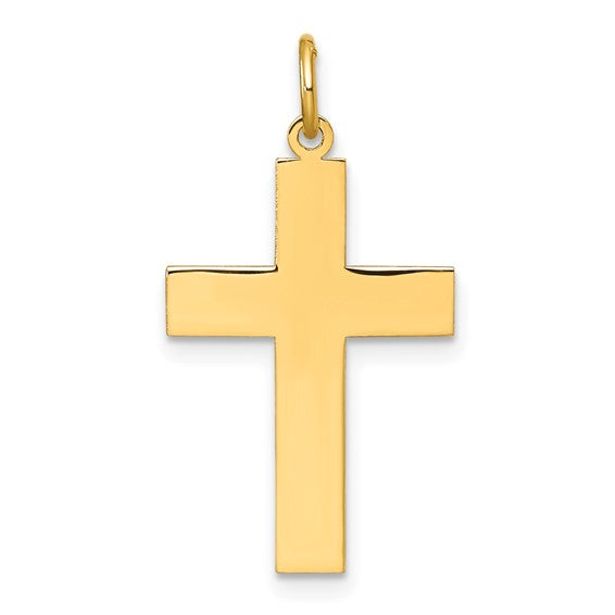 14 Karat Yellow Gold Polished Cross Pendant Necklace
