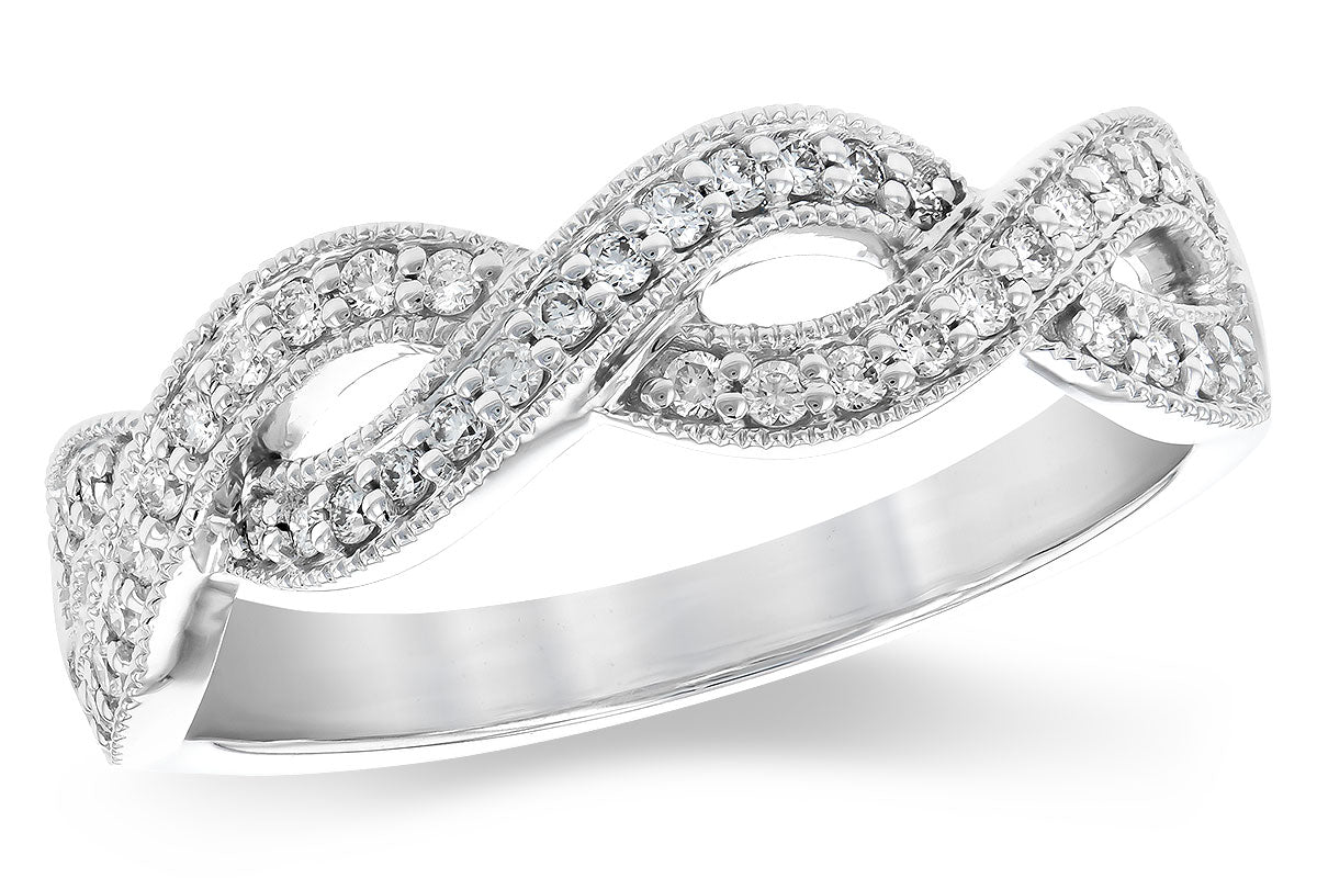 Twisted Brilliance: 14 Karat White Gold Ring with Natural Diamond 0.25 ct