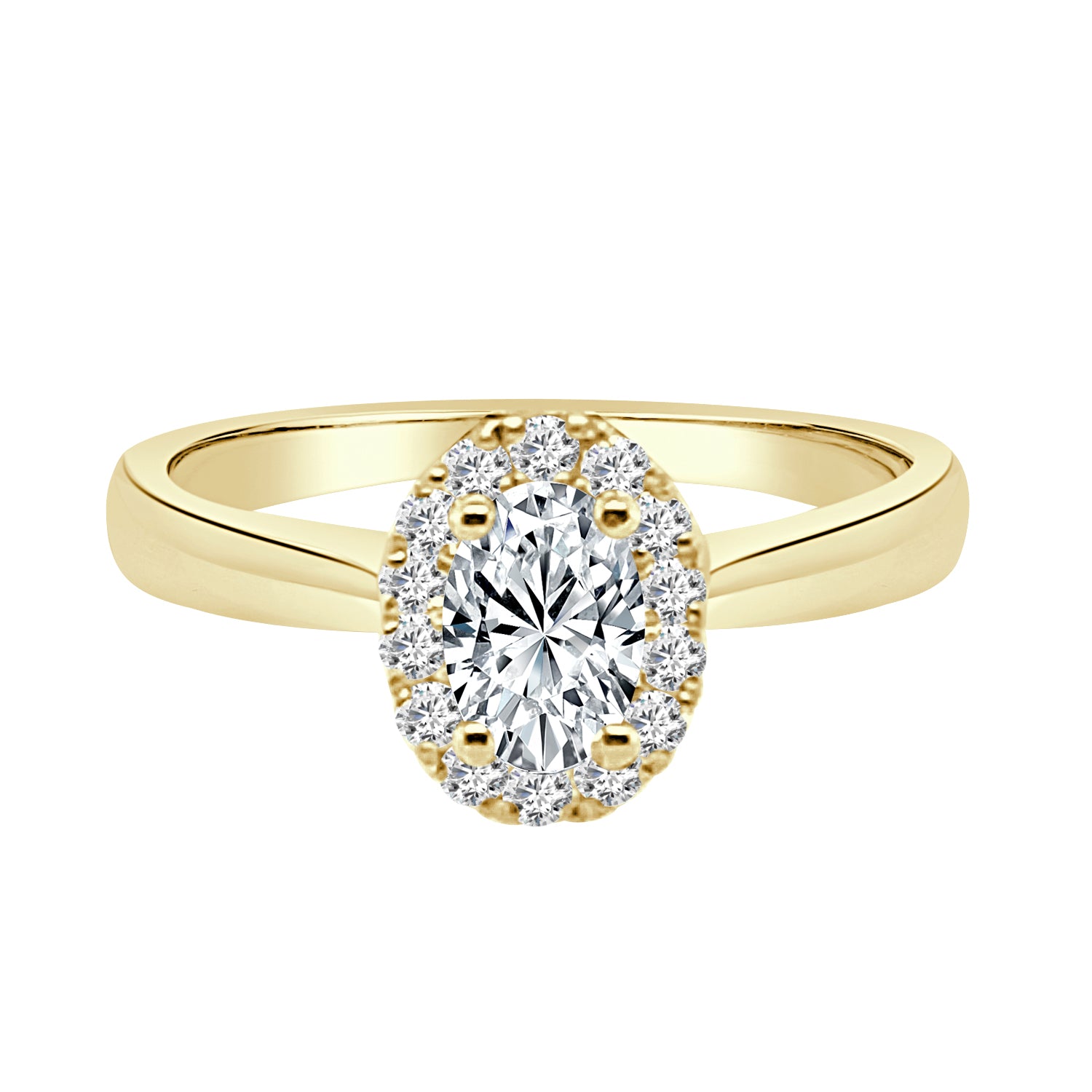 14k Yellow Gold Plain Oval Engagement Ring with 0.50 ct Natural Diamond
