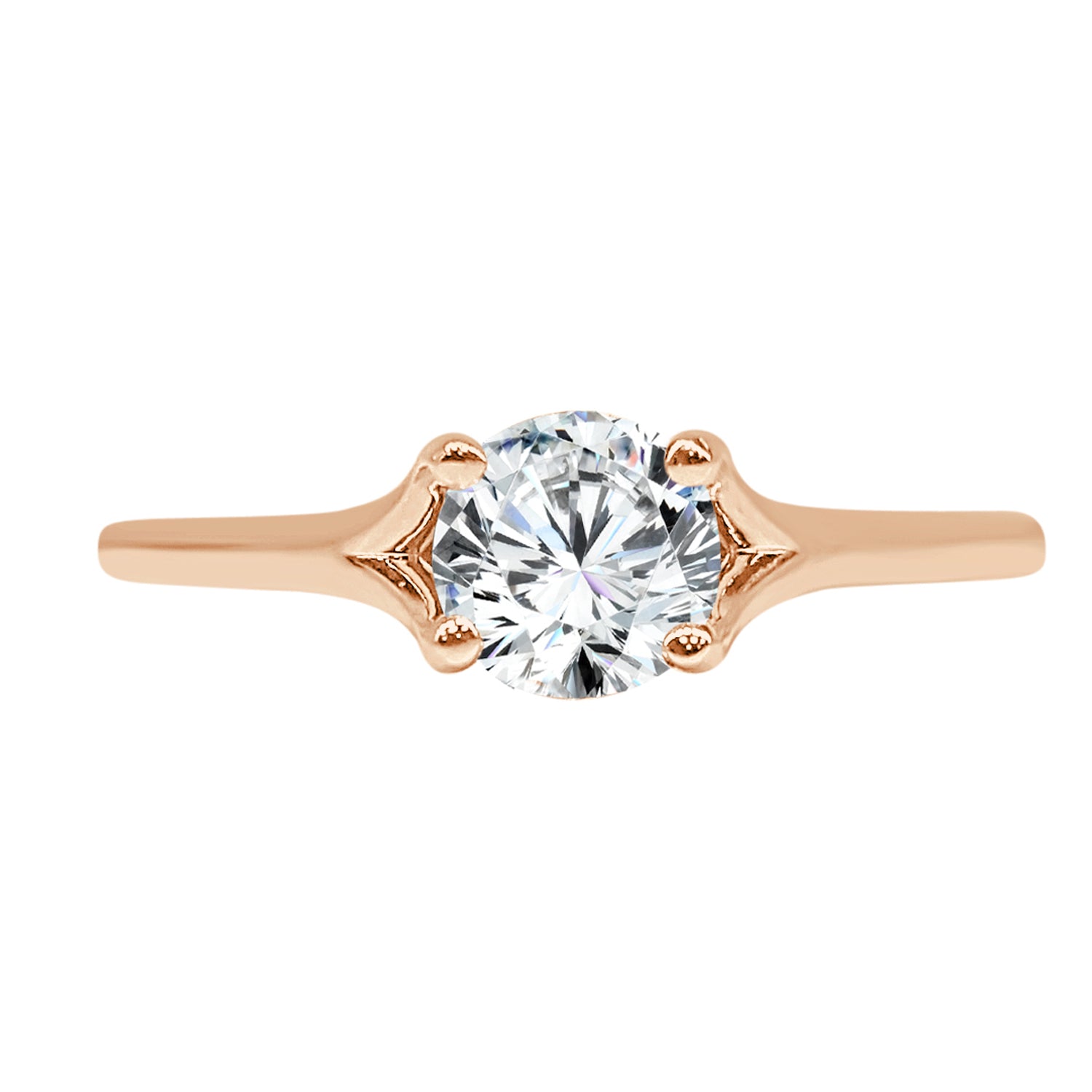 14 Karat Rose Gold Natural Diamond Engagement Ring - Round Shape, 0.60 Carat