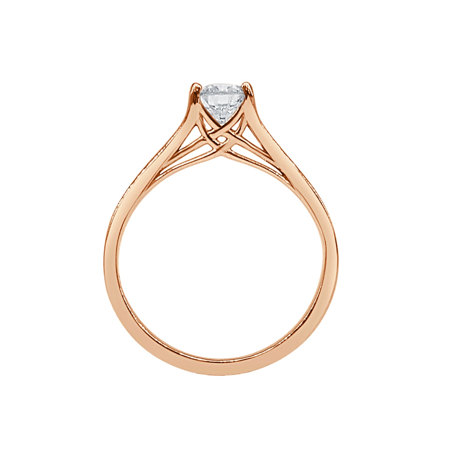 14 Karat Rose Gold Natural Diamond Engagement Ring - Round Shape, 0.60 Carat