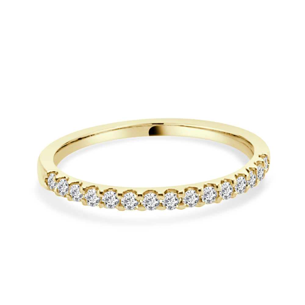 14K Yellow Gold Round Natural Diamond Wedding Band with Shared Prong Straight Design (0.25 ct)