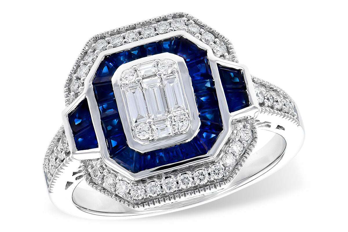 14 Karat White Gold Allison Kaufman Blue Sapphire Ring - 1.4 Carat
