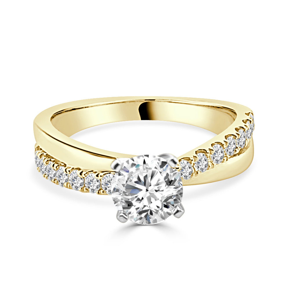 14K Yellow Gold Round Cut Diamond Engagement Mounting