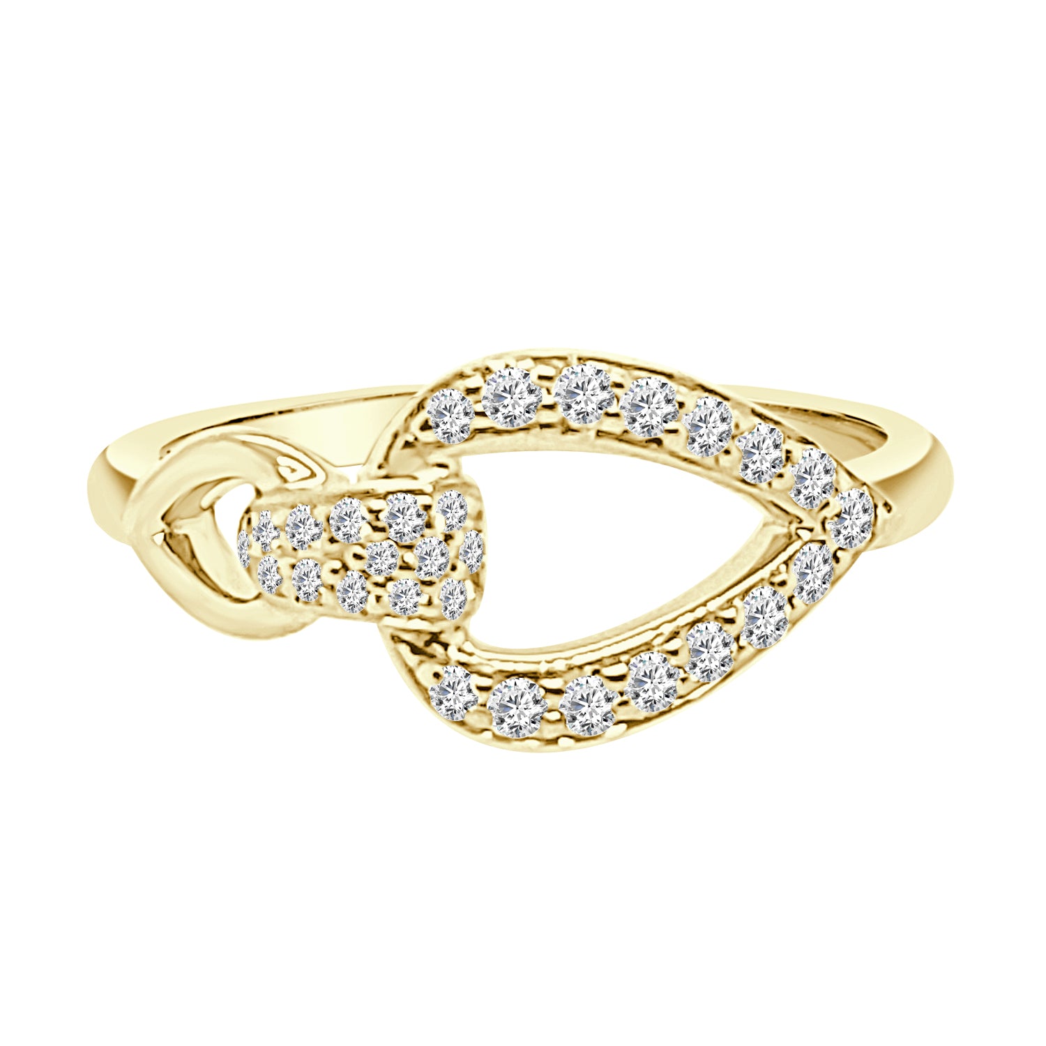 14K Yellow Gold Diamond Buckle Ring - 0.24 ct Natural Diamond