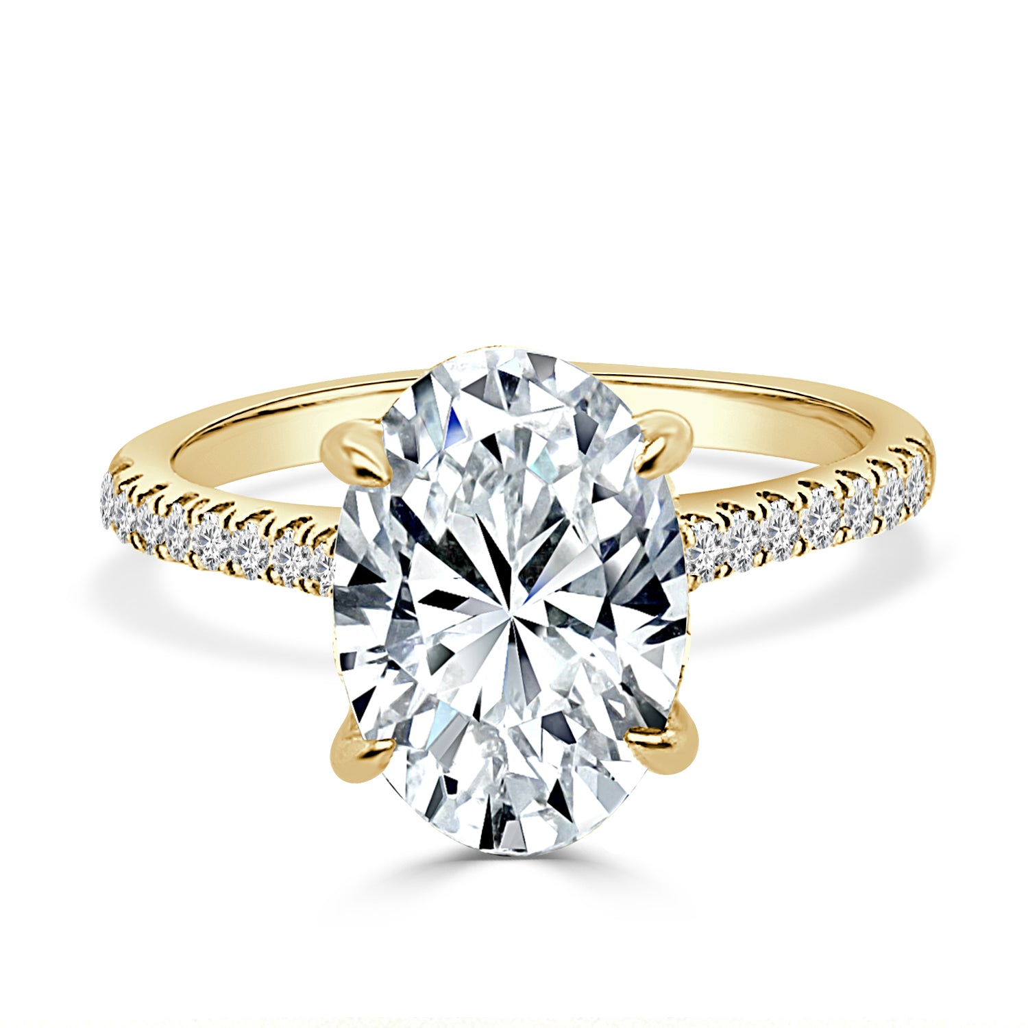 Oval Lab Diamond Engagement Ring in 14 Karat Yellow Gold (3.06 ct)