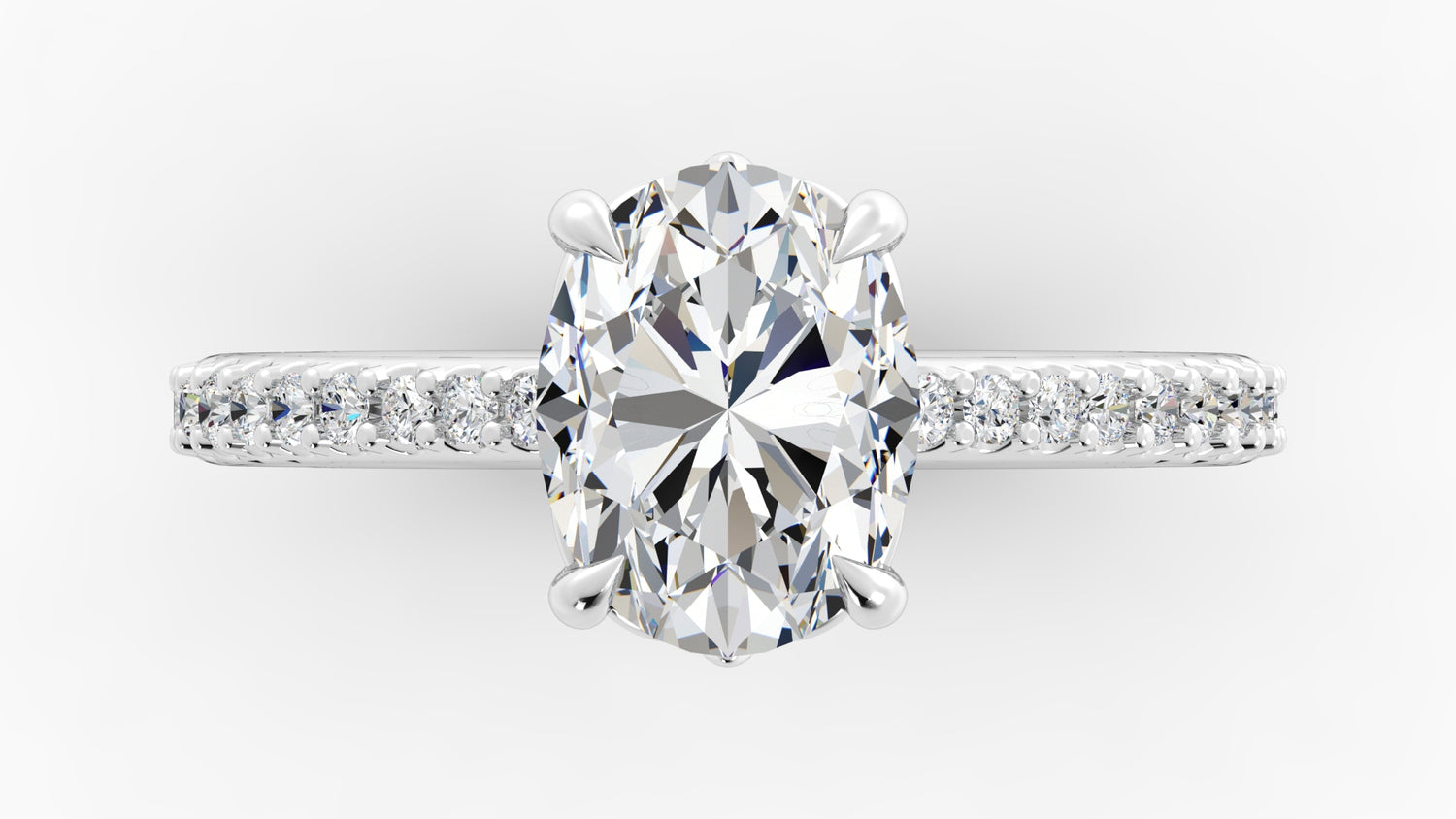 Platinum Oval Diamond Engagement Mounting with Claw Prongs Band