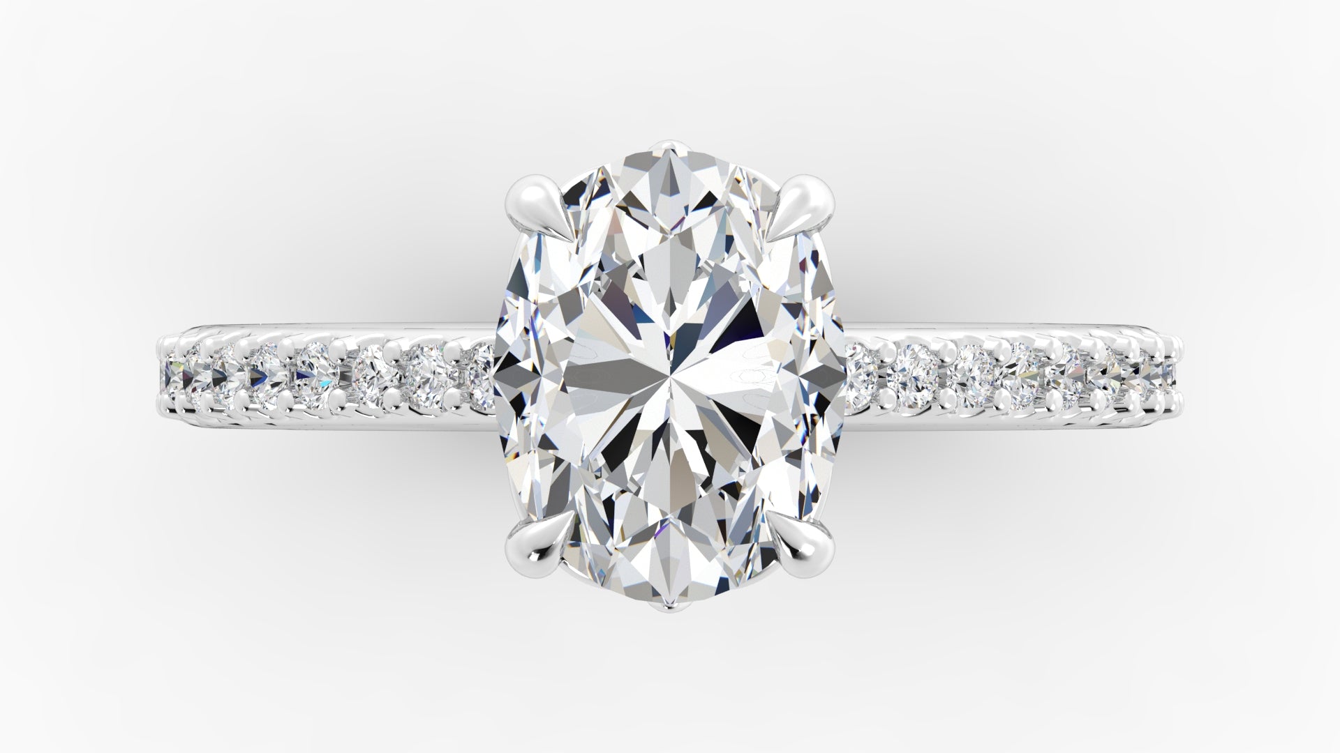 Platinum Oval Diamond Engagement Mounting with Claw Prongs Band