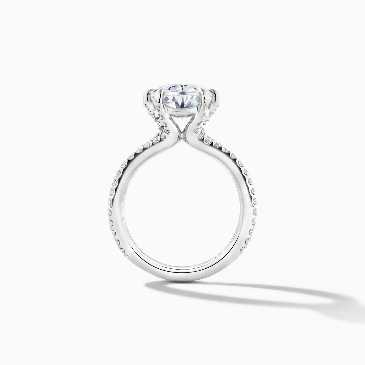 Platinum Oval Natural Diamond Engagement Ring with SMP Three Row Split Shank Band - 5.00 Carats