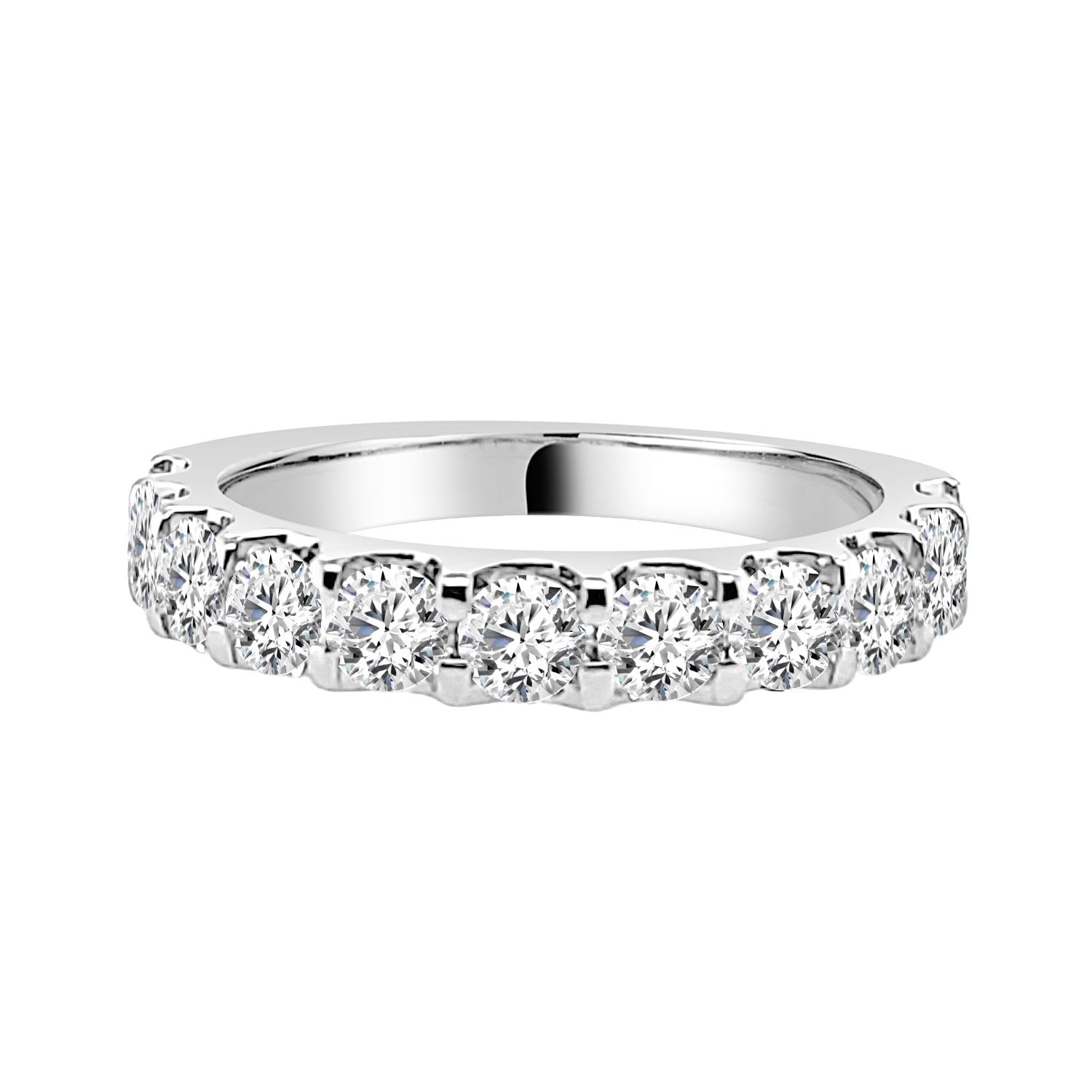 14 Karat White Gold Wedding Band with 1.51 Carat Natural Diamond