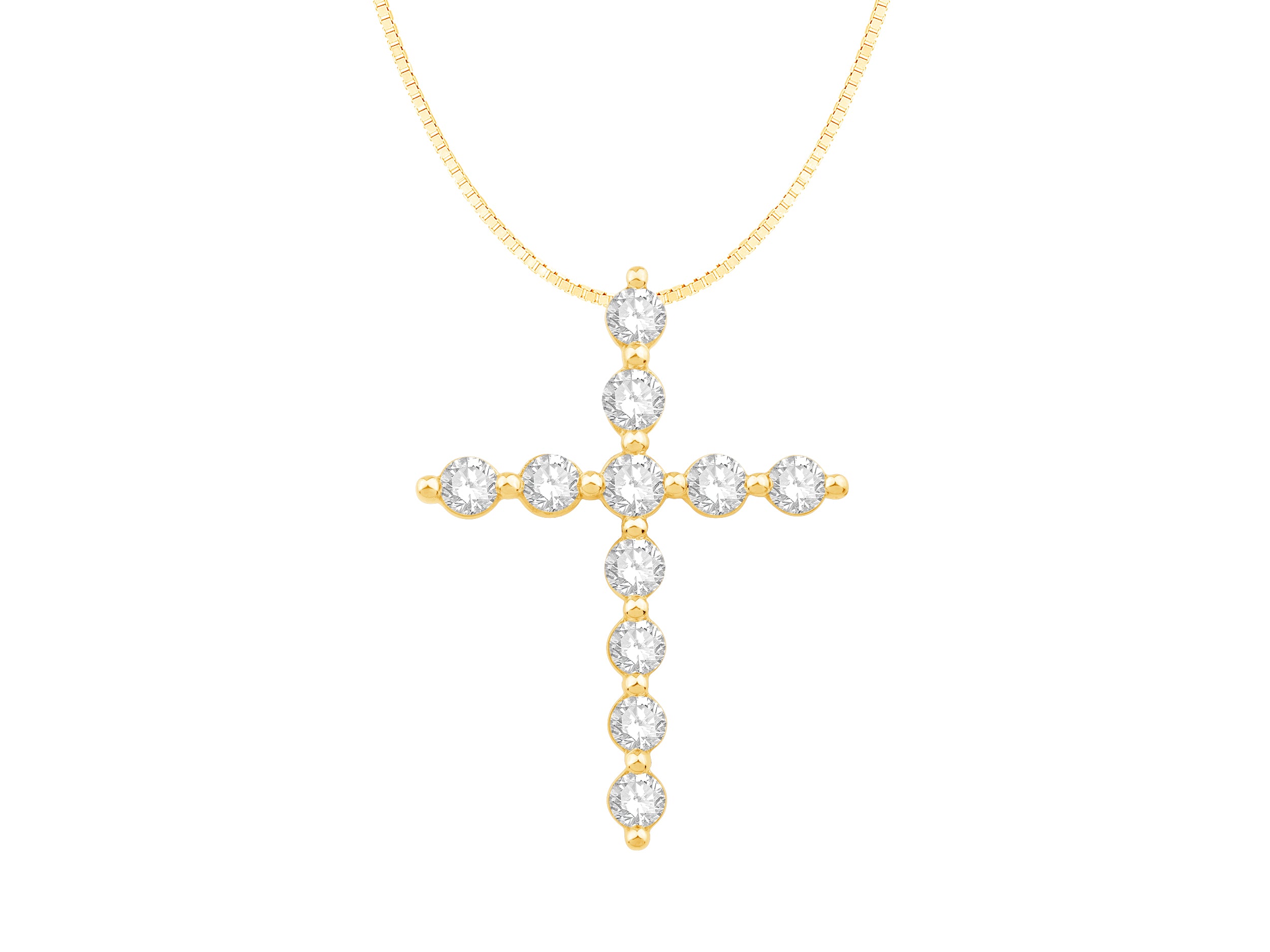 Round Lab Diamond Shared Prong Necklace in 14K Yellow Gold - 0.52 Ct