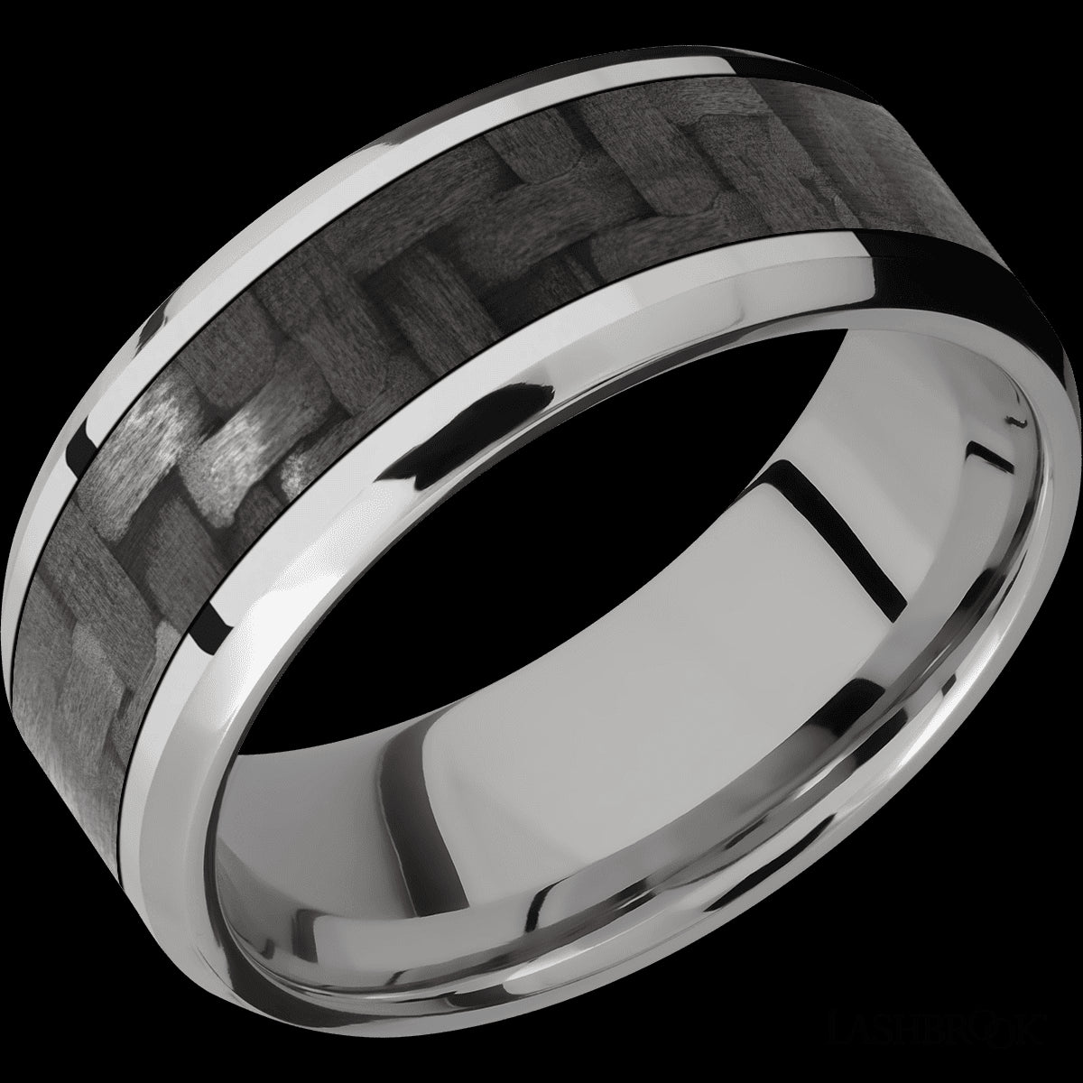 Titanium Wedding Band with Carbon Fiber Inlay - Size 10