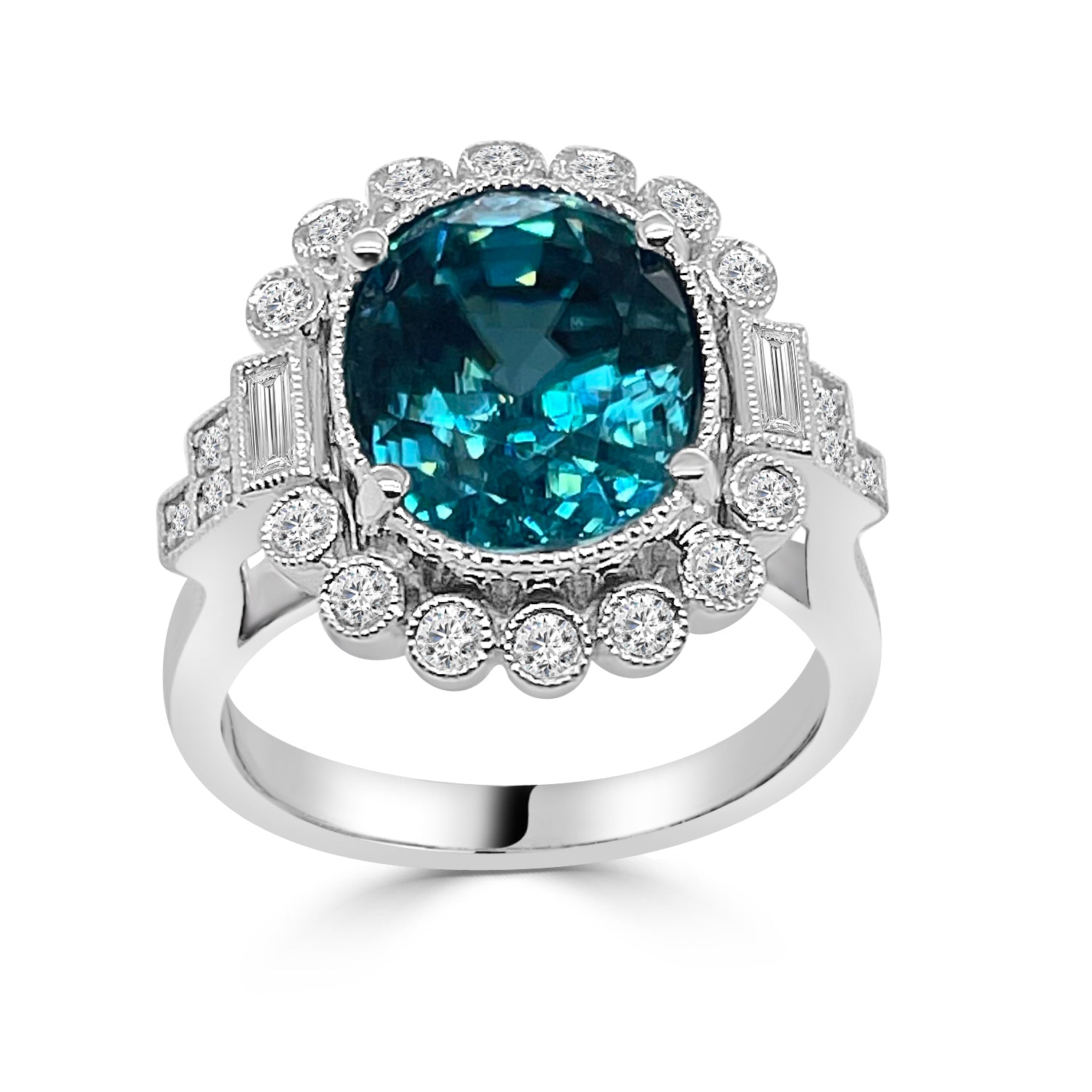 Vintage 18K White Gold Ring with Zircon (8.15 ct)