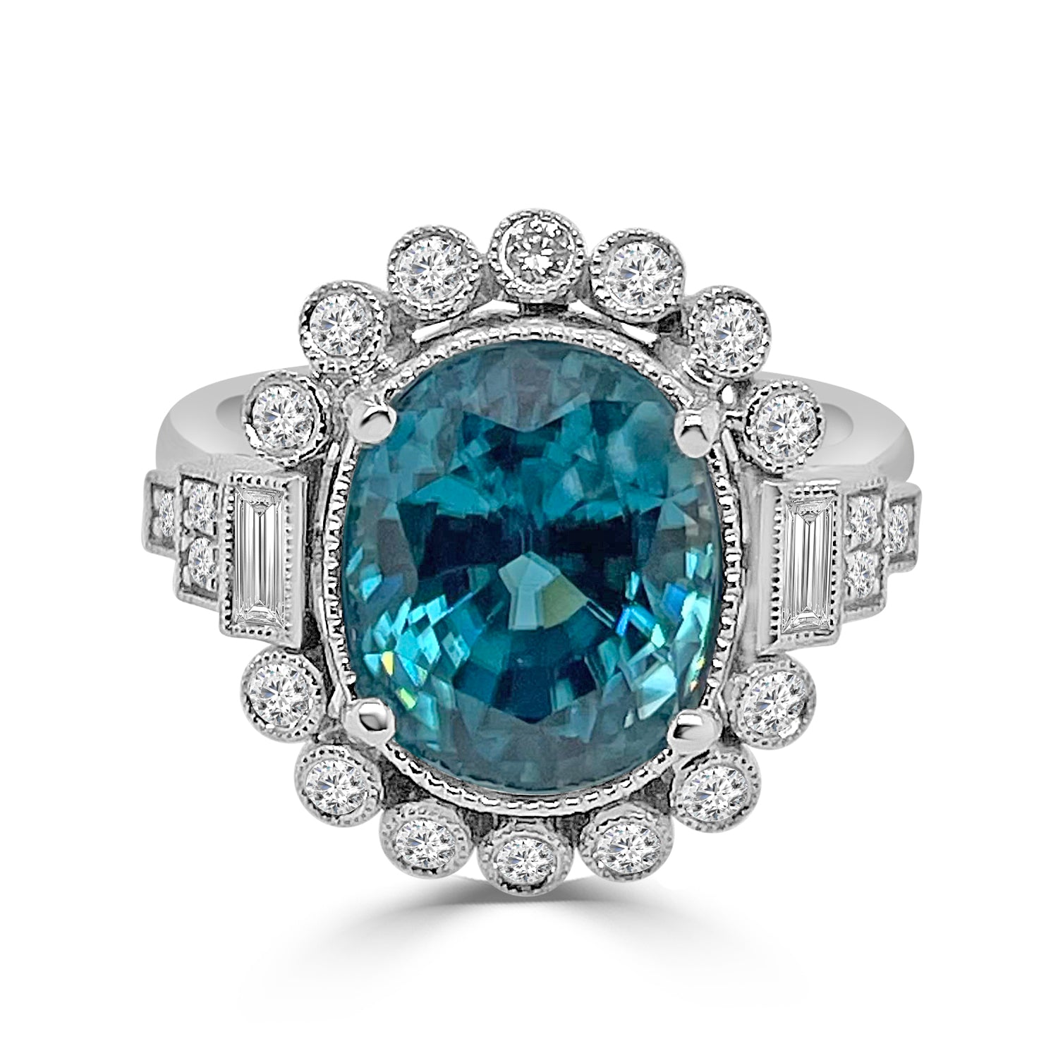 Vintage 18K White Gold Ring with Zircon (8.15 ct)